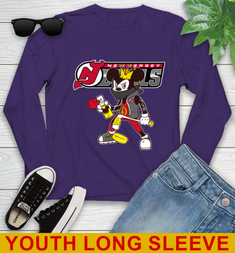 New Jersey Devils NHL Hockey Mickey Peace Sign Sports Youth Long Sleeve 5