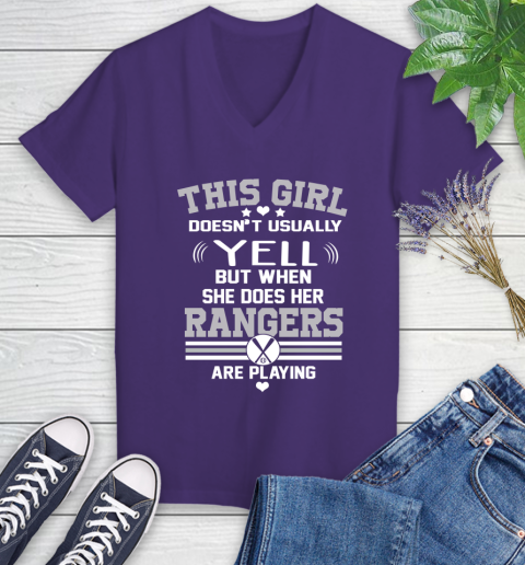 Texas Rangers MLB Baseball I Yell When My Team Is Playing Women's V-Neck T-Shirt 3