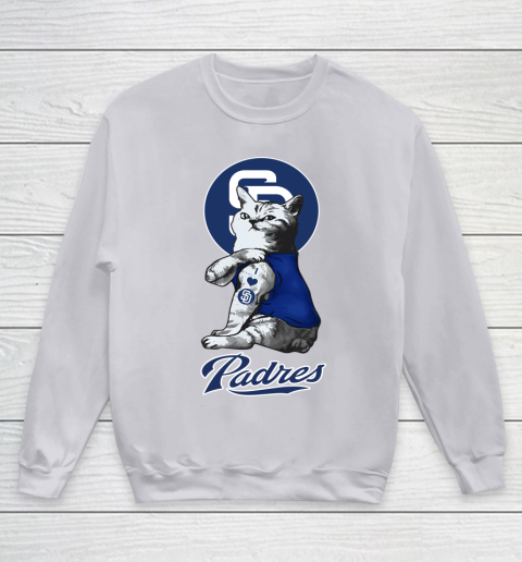MLB Baseball My Cat Loves San Diego Padres Youth Sweatshirt 3