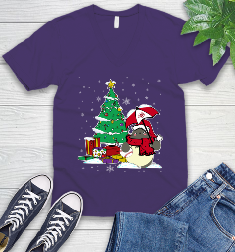 Cincinnati Reds MLB Baseball Cute Tonari No Totoro Christmas Sports (1) V-Neck T-Shirt 9
