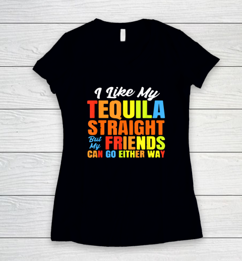 I Just Like My Tequila Straight LGBT Pride Tequila Christmas Women's V-Neck T-Shirt