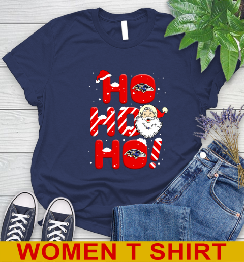 Baltimore Ravens NFL Football Ho Ho Ho Santa Claus Merry Christmas Shirt Women's T-Shirt 12