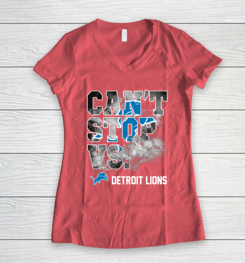 NFL Detroit Lions Can't Stop Vs Women's V-Neck T-Shirt 4
