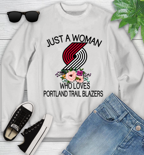 NBA Just A Woman Who Loves Portland Trail Blazers Basketball Sports Youth Sweatshirt