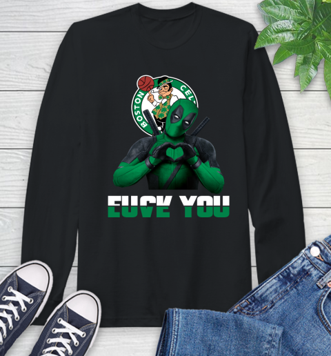 NBA Boston Celtics Deadpool Love You Fuck You Basketball Sports Long Sleeve T-Shirt