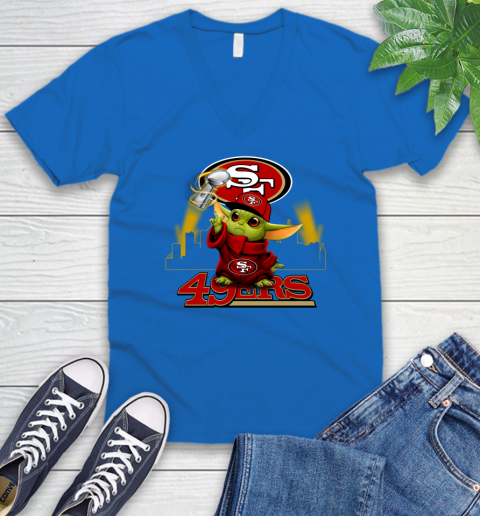 Baby Yoda Loves The San Francisco 49ers Star Wars NFL Women's T-Shirt 