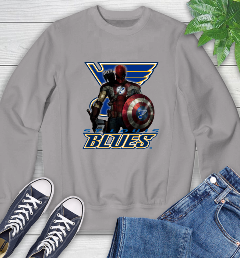 NHL Captain America Thor Spider Man Hawkeye Avengers Endgame Hockey St.Louis Blues Sweatshirt 5