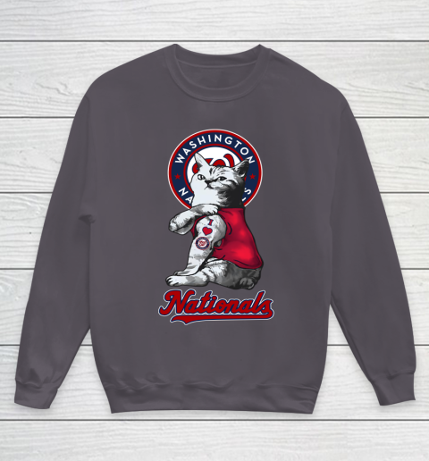 MLB Baseball My Cat Loves Washington Nationals Youth Sweatshirt 5
