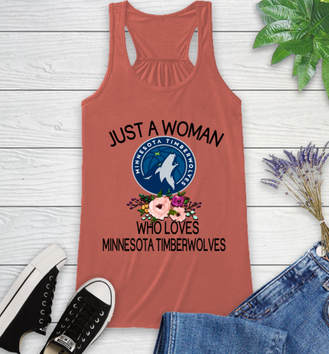NBA Just A Woman Who Loves Minnesota Timberwolves Basketball Sports Racerback Tank 2