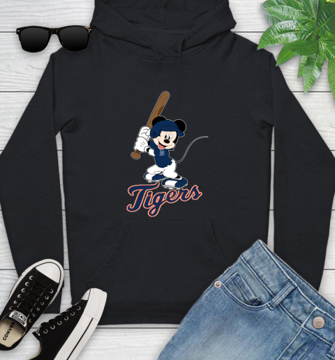 MLB Baseball Detroit Tigers Cheerful Mickey Mouse Shirt Youth Hoodie