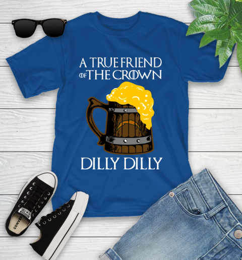 NFL San Diego Chargers A True Friend Of The Crown Game Of Thrones Beer Dilly Dilly Football Shirt Youth T-Shirt 12