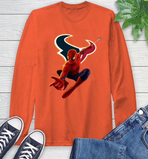 NFL Spider Man Avengers Endgame Football Houston Texans Long Sleeve T-Shirt 5
