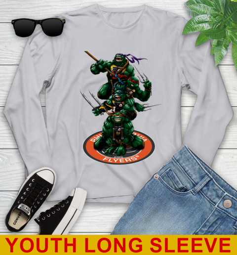 NHL Hockey Philadelphia Flyers Teenage Mutant Ninja Turtles Shirt Youth Long Sleeve 6