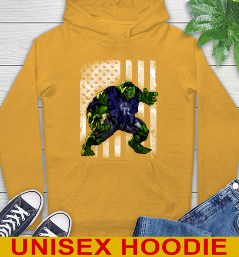 Colorado Rockies Hulk Marvel Avengers MLB Baseball American Flag Hoodie 2