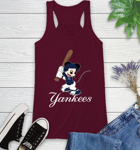 MLB Baseball New York Yankees Cheerful Mickey Mouse Shirt Racerback Tank 3