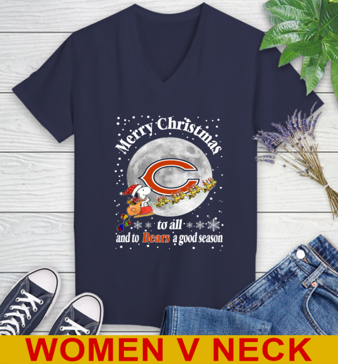 Chicago Bears Merry Christmas To All And To Bears A Good Season NFL Football Sports Women's V-Neck T-Shirt 12