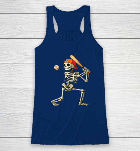 Skeleton Baseball Halloween Costume Funny Racerback Tank 4