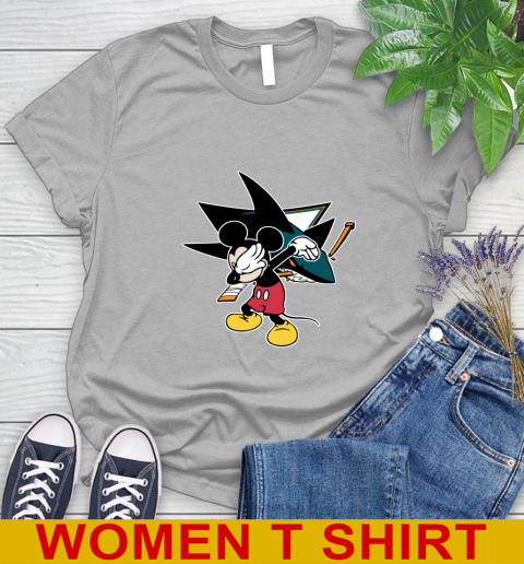 San Jose Sharks NHL Hockey Dabbing Mickey Disney Sports Women's T-Shirt 5
