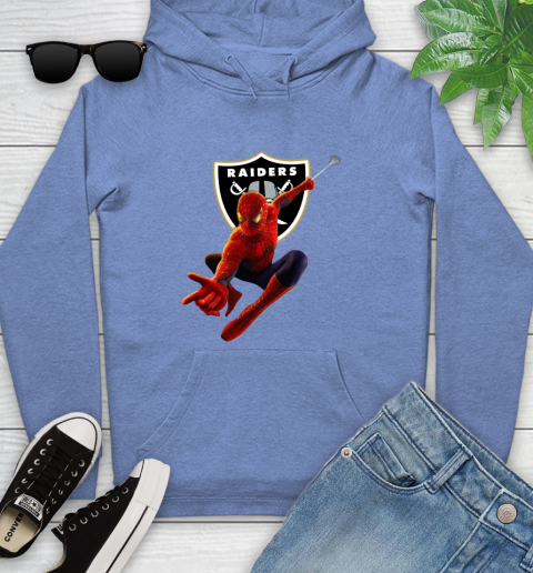 NFL Spider Man Avengers Endgame Football Oakland Raiders Youth Hoodie 12