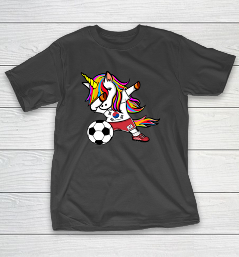 Dabbing Unicorn South Korea Football Korean Flag Soccer T-Shirt 14