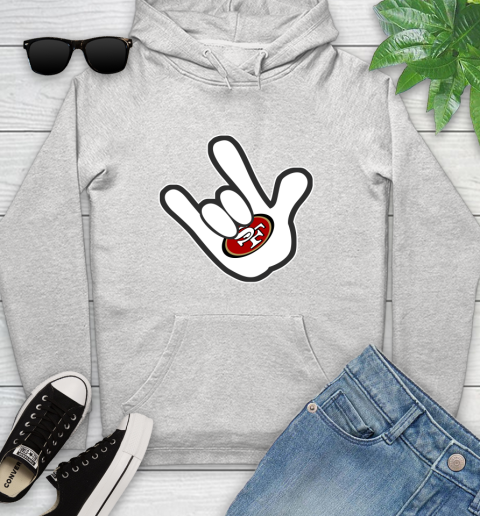 San Francisco 49ers NFL Football Mickey Rock Hand Disney Youth Hoodie