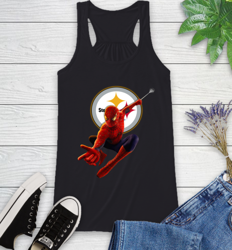 NFL Spider Man Avengers Endgame Football Pittsburgh Steelers Racerback Tank 2