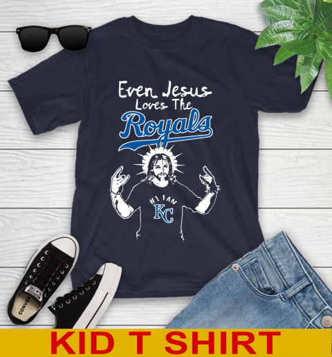 Kansas City Royals MLB Baseball Even Jesus Loves The Royals Shirt Youth T-Shirt 2