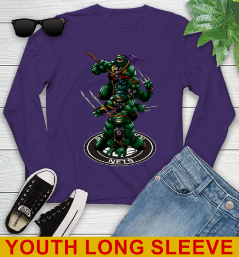 NBA Basketball Brooklyn Nets Teenage Mutant Ninja Turtles Shirt Youth Long Sleeve 5