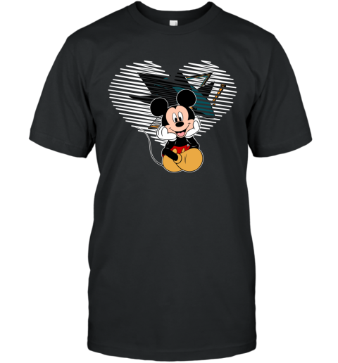 NHL San Jose Sharks The Heart Mickey Mouse Disney Hockey T Shirt