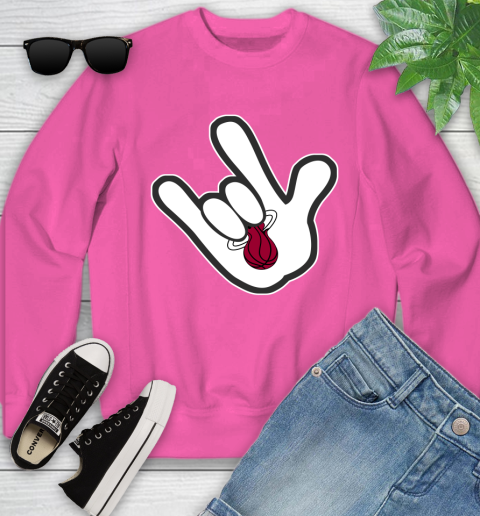 Miami Heat NBA Basketball Mickey Rock Hand Disney Youth Sweatshirt 7