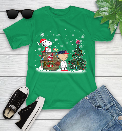 MLB Cleveland Indians Snoopy Charlie Brown Christmas Baseball Commissioner's Trophy Youth T-Shirt 8