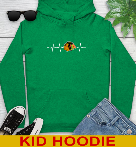 Chicago Blackhawks NHL Hockey Heart Beat Shirt Youth Hoodie 8