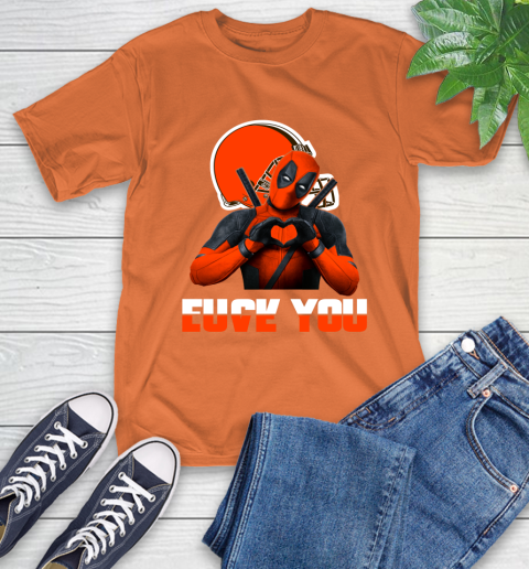 NHL Cleveland Browns Deadpool Love You Fuck You Football Sports T-Shirt 4