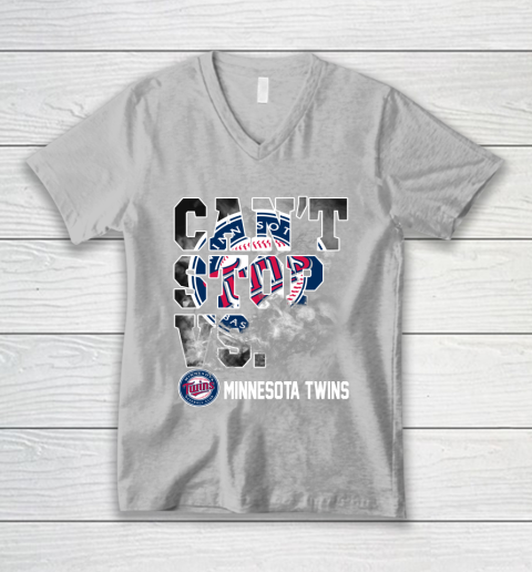 MLB Minnesota Twins Baseball Can't Stop Vs Twins V-Neck T-Shirt 3