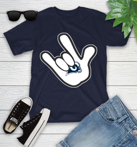 Los Angeles Rams NFL Football Mickey Rock Hand Disney Youth T-Shirt 3