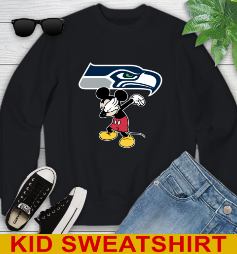 Seattle Seahawks NFL Football Dabbing Mickey Disney Sports Youth Sweatshirt 2