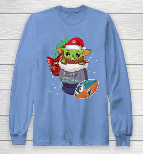 Miami Dolphins Christmas Baby Yoda Star Wars Funny Happy NFL Long Sleeve T-Shirt 11