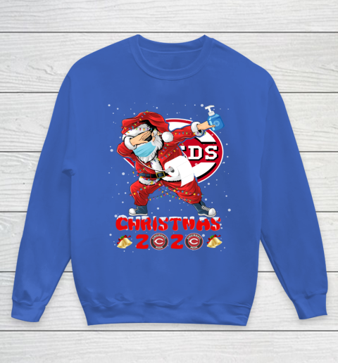 Cincinnati Reds Funny Santa Claus Dabbing Christmas 2020 MLB Youth Sweatshirt 6