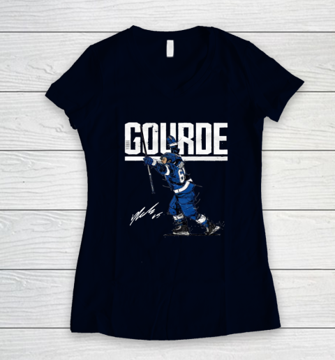 Yanni Gourde For Tampa Bay Lightning Fans Women's V-Neck T-Shirt 2