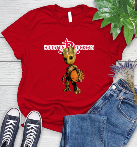 Houston Rockets NBA Basketball Groot Marvel Guardians Of The Galaxy Women's T-Shirt 9