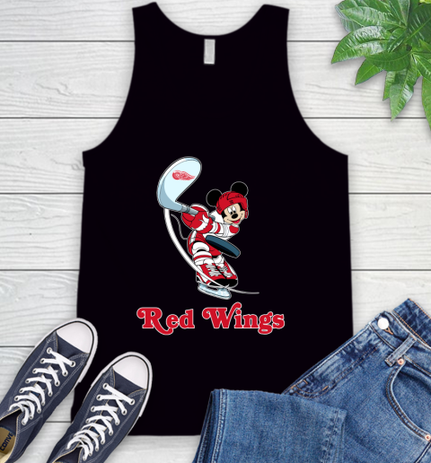 NHL Hockey Detroit Red Wings Cheerful Mickey Mouse Shirt Tank Top