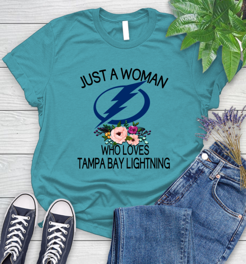 NHL Just A Woman Who Loves Tampa Bay Lightning Hockey Sports Women's T-Shirt 11