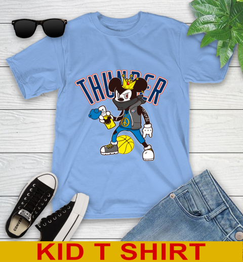 Oklahoma City Thunder NBA Basketball Mickey Peace Sign Sports Youth T-Shirt 11