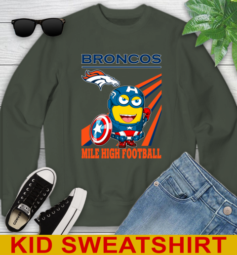 NFL Football Denver Broncos Captain America Marvel Avengers Minion Shirt Youth Sweatshirt 8