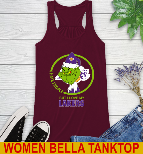 Los Angeles Lakers NBA Christmas Grinch I Hate People But I Love My Favorite Basketball Team Racerback Tank 3