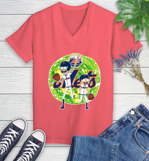 MLB New York Mets Rick And Morty Baseball Sports Women's V-Neck T-Shirt 6