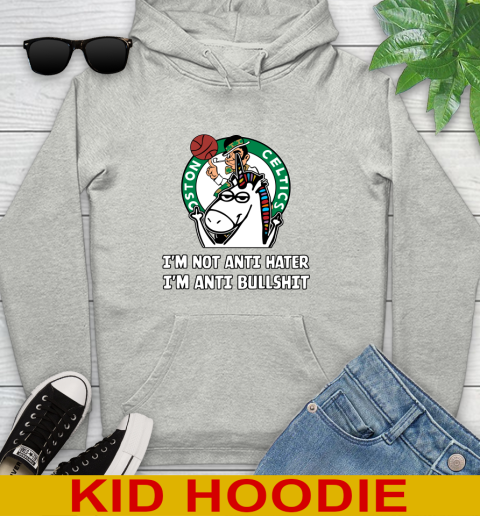 Boston Celtics NBA Basketball Unicorn I'm Not Anti Hater I'm Anti Bullshit Youth Hoodie