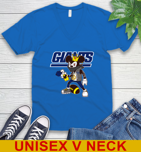 New York Giants NFL Football Mickey Peace Sign Sports V-Neck T-Shirt 6