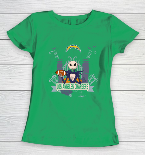 NFL Los Angeles Chargers Football Jack Skellington Halloween Women's T-Shirt 5