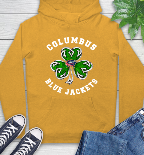 NHL Columbus Blue Jackets Three Leaf Clover St Patrick's Day Hockey Sports Hoodie 2